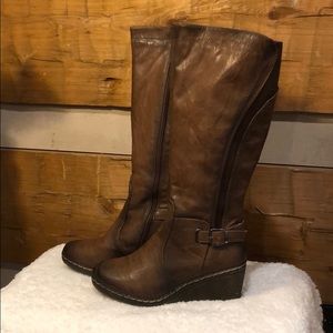 Patrizia by Spring Step Tall Brown Wedge Boot US 9